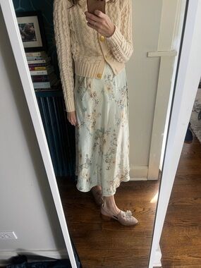 Medium Jones New York 90s Satin Floral Maxi Slip Dress